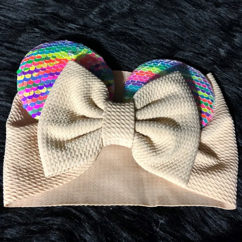 Adorable Sequin Mouse Ears Baby Turban‎ NWOT